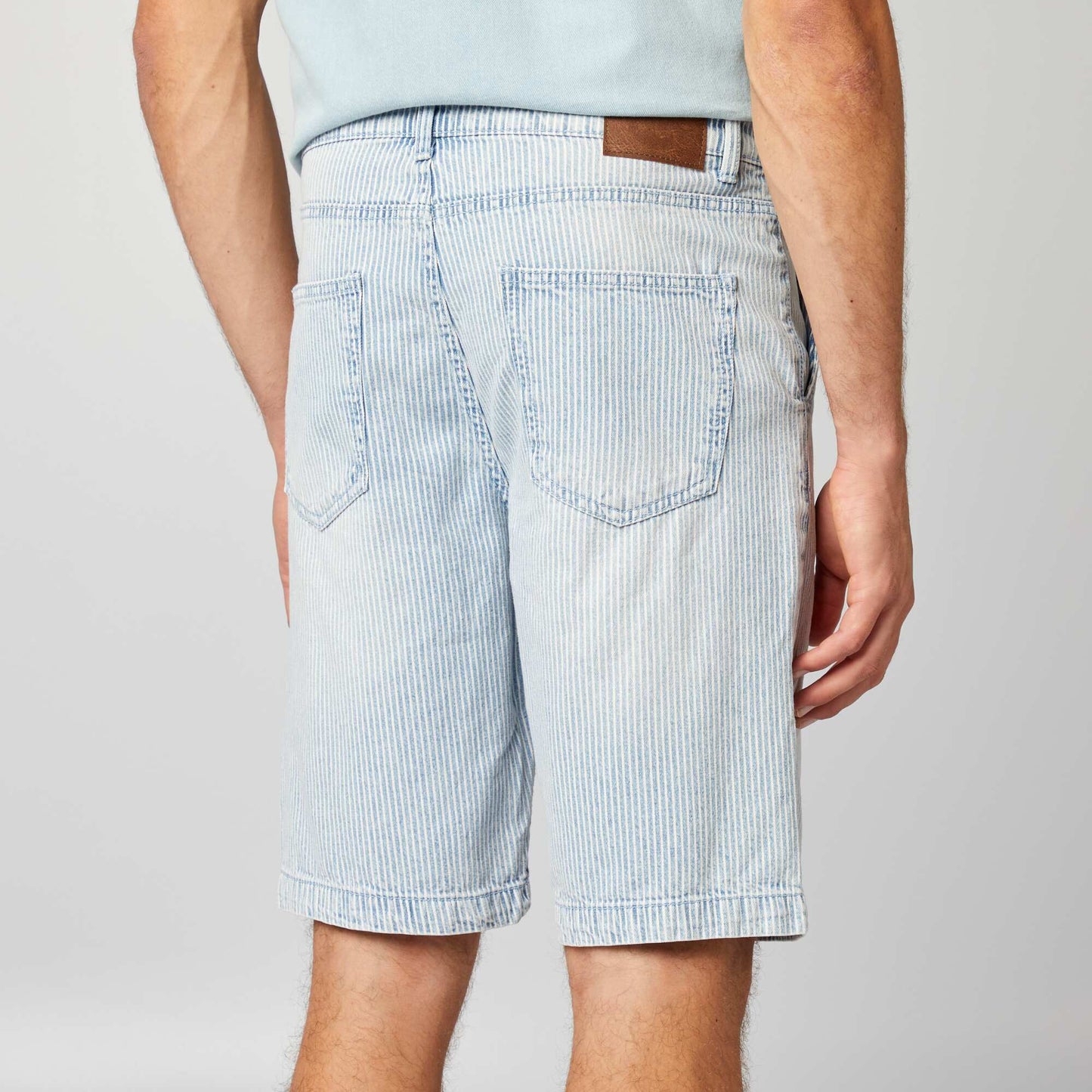 Striped denim Bermuda shorts BLUE