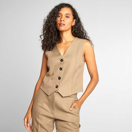 Waiter-style waistcoat BEIGE