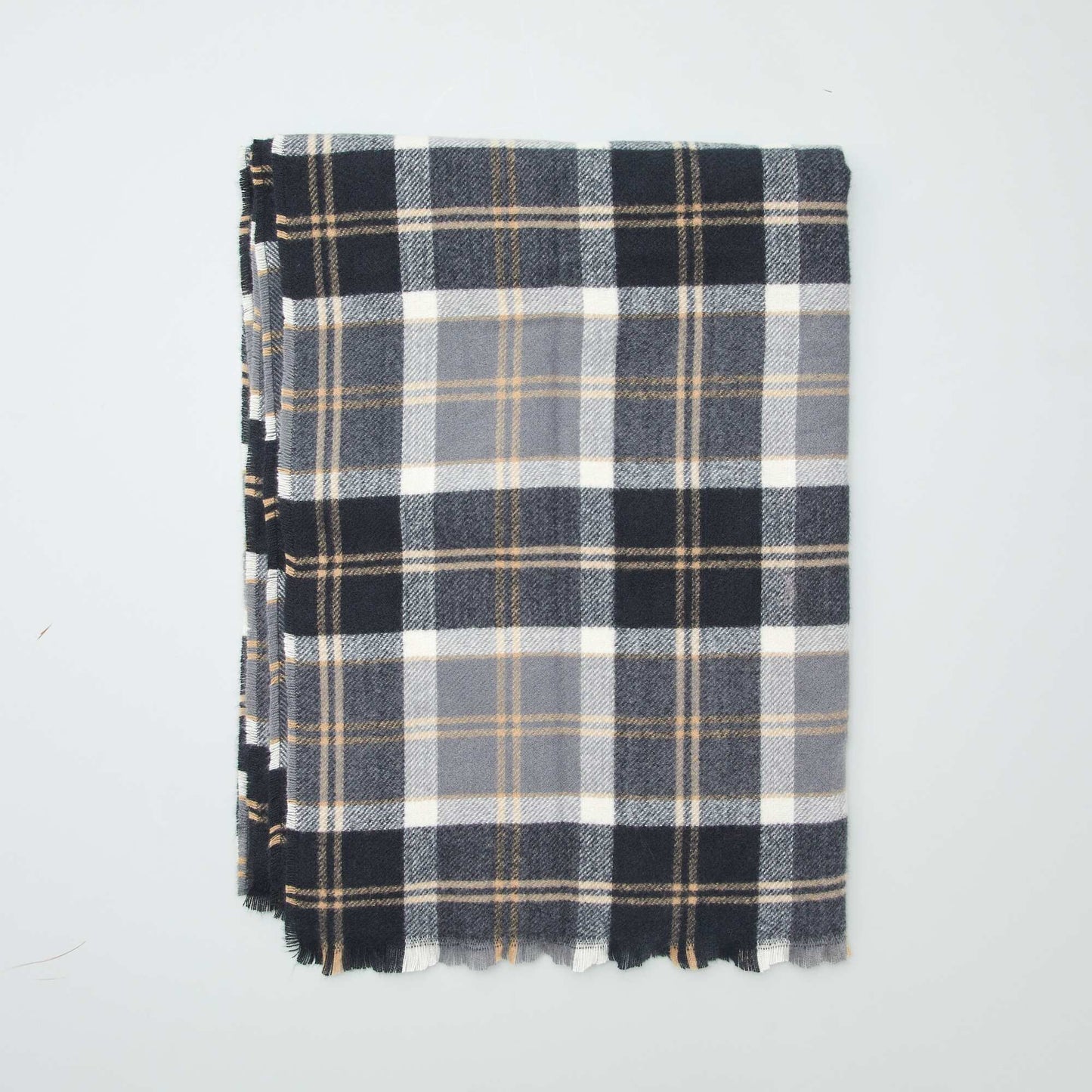 Checked knit scarf BLACK