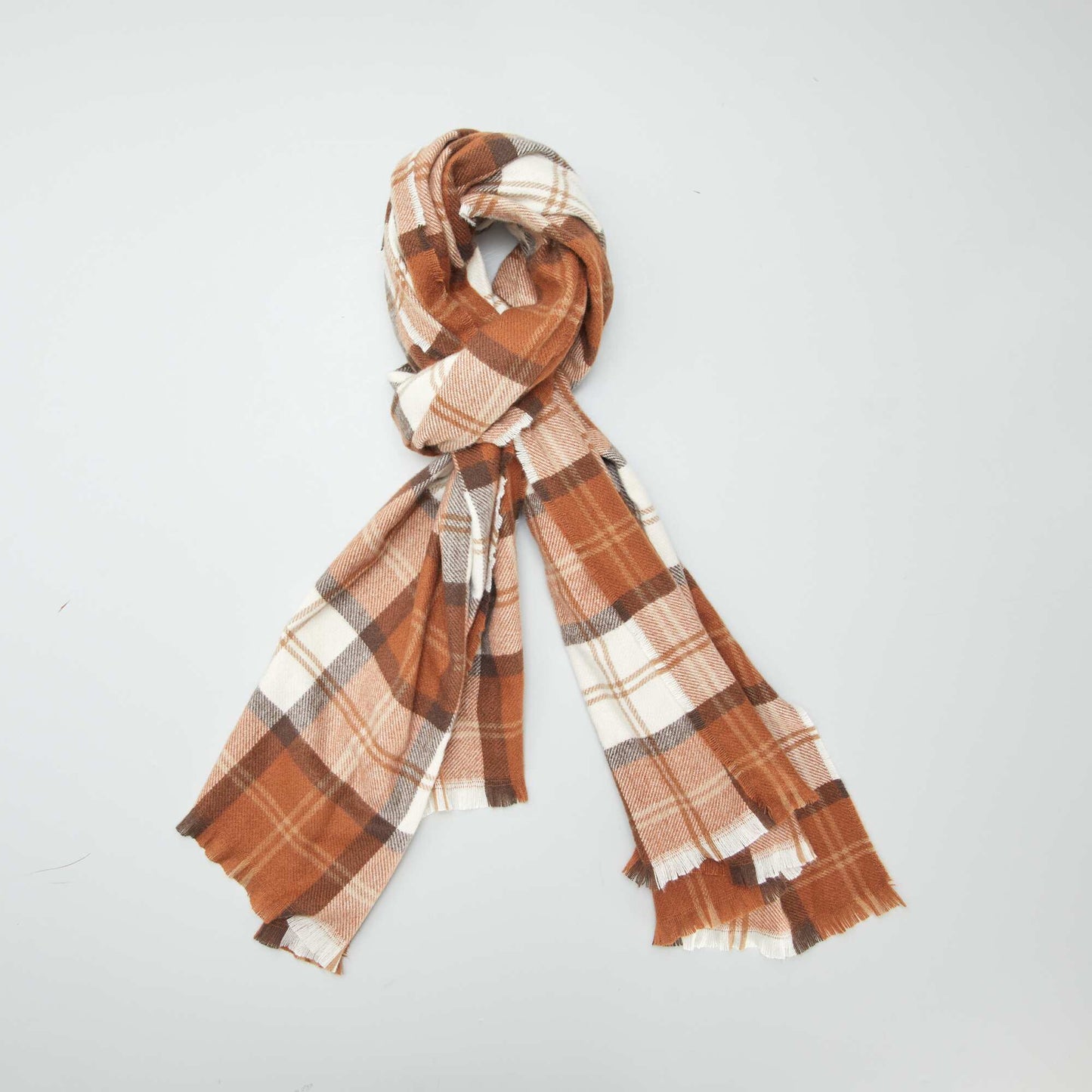 Checked knit scarf BEIGE