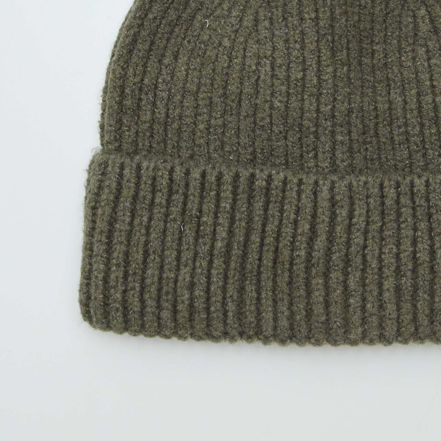 Ribbed beanie with pompom KHAKI