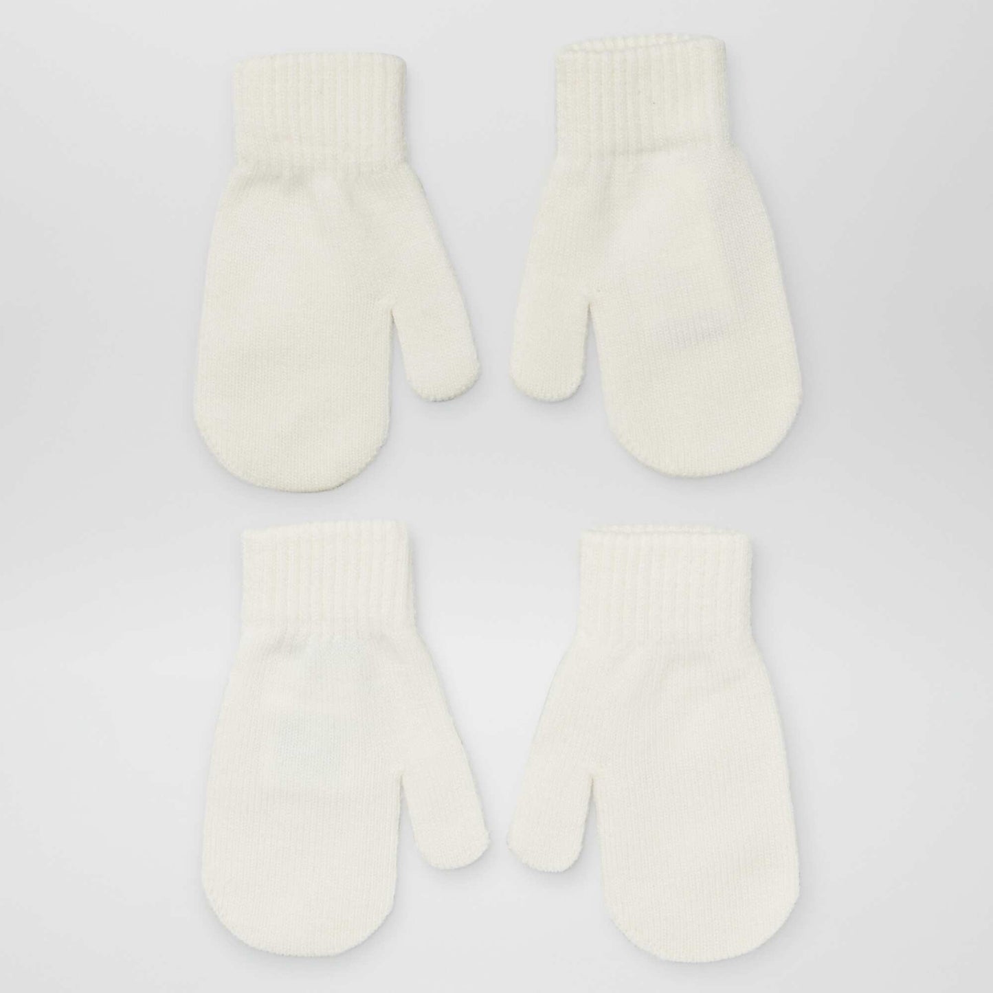 Pack of 2 pairs of plain mittens WHITE