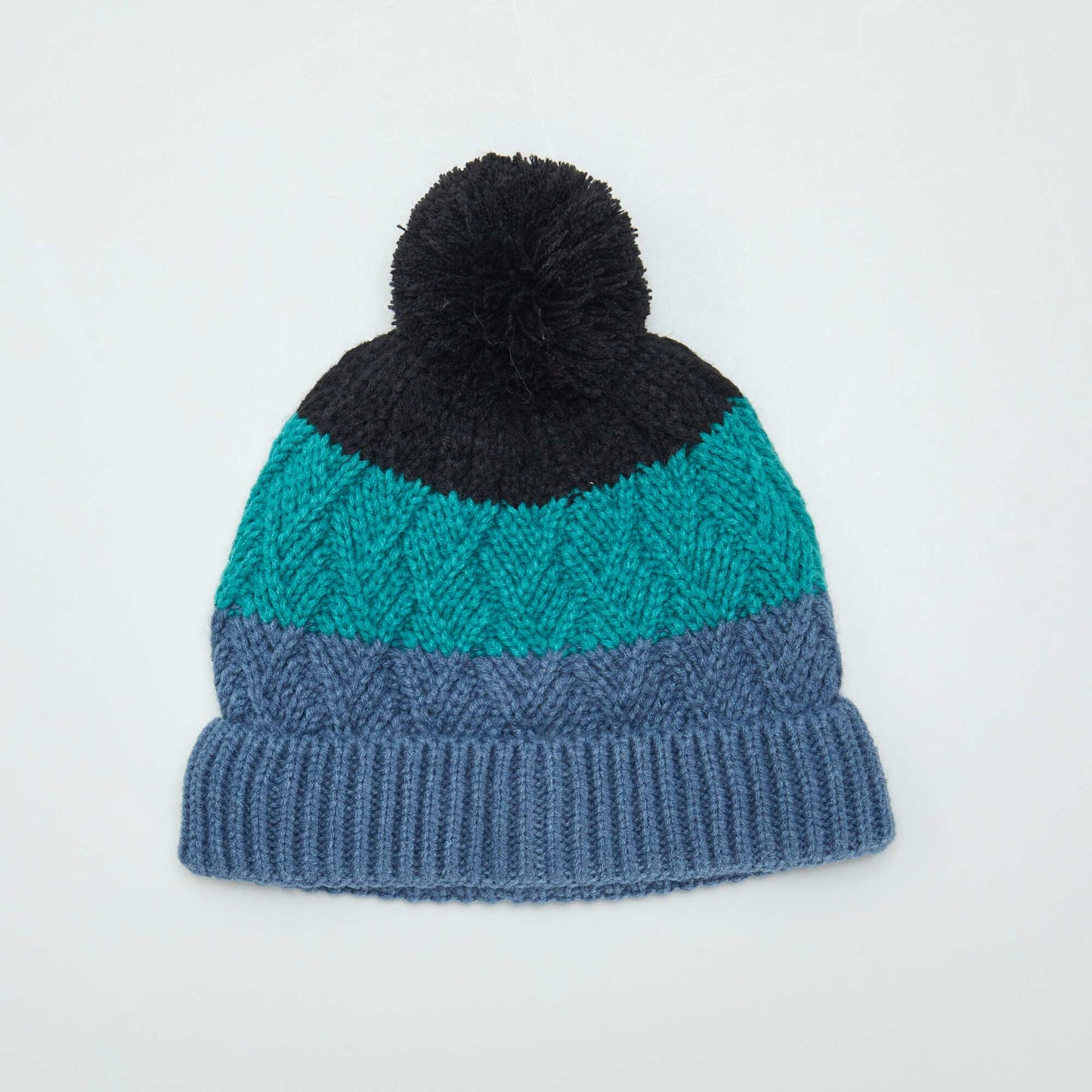 Bobble hat and lined snood set BLUE