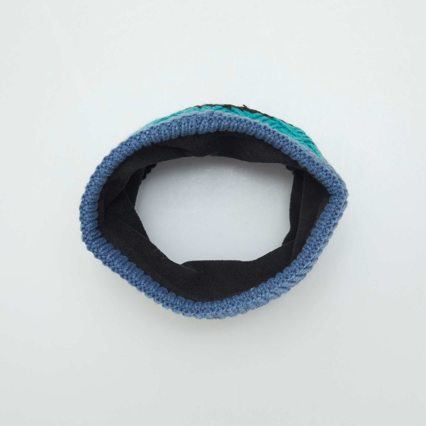 Bobble hat and lined snood set BLUE