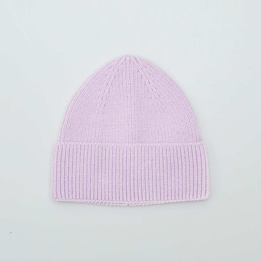 Knit hat with cuff PURPLE