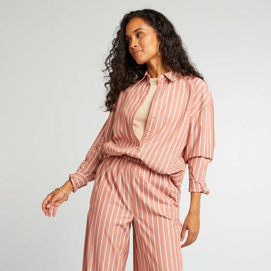 Striped poplin shirt PINK