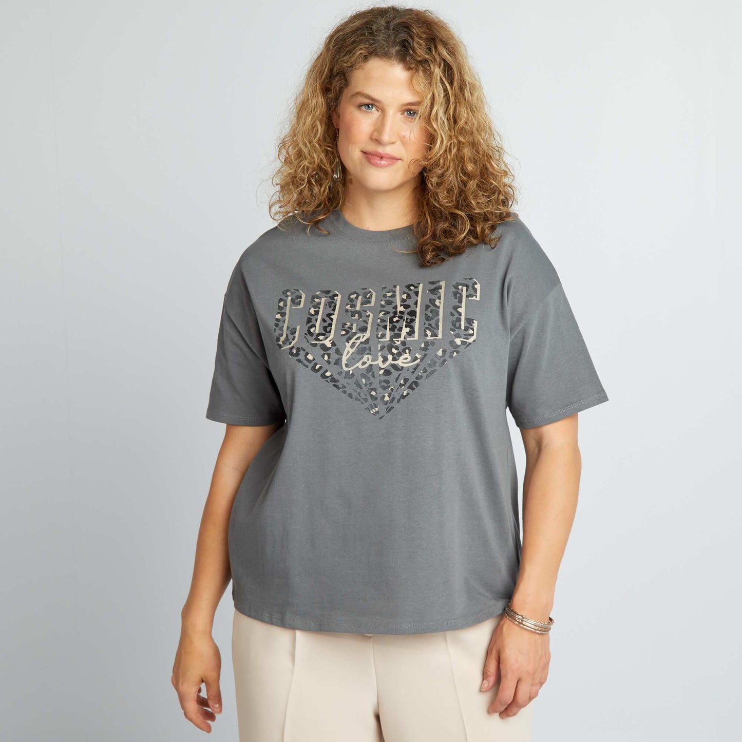 Short-sleeved printed T-shirt GREY