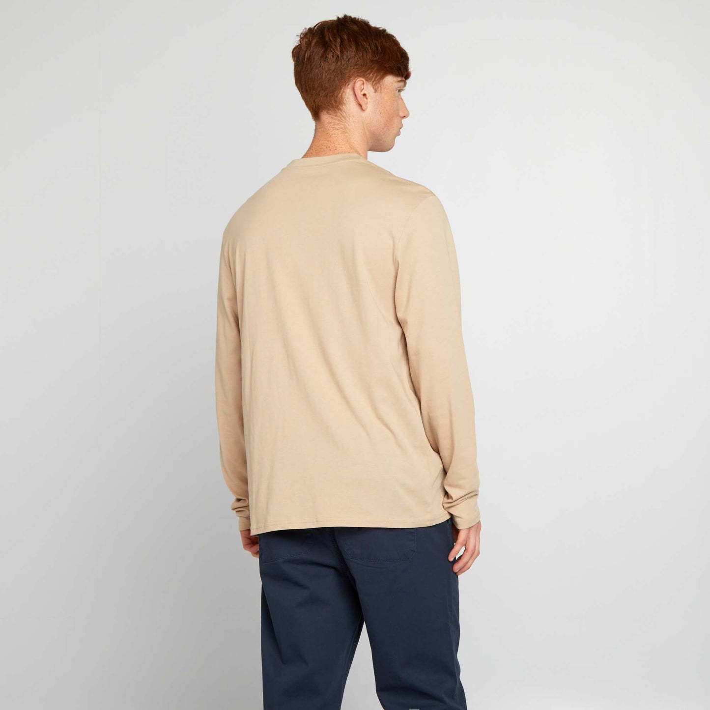 Long-sleeved jersey T-shirt BEIGE