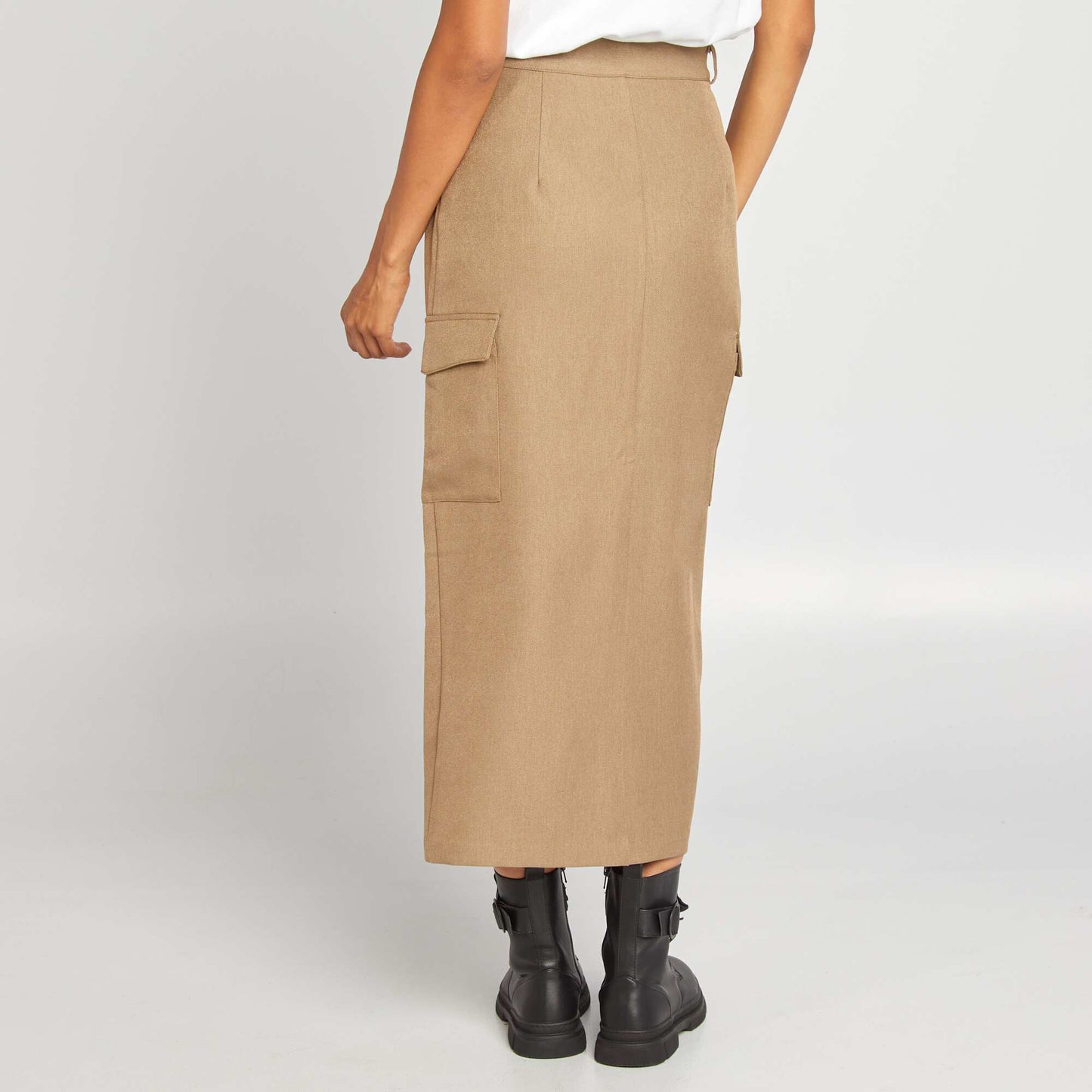 Midi skirt with pockets KHAKI