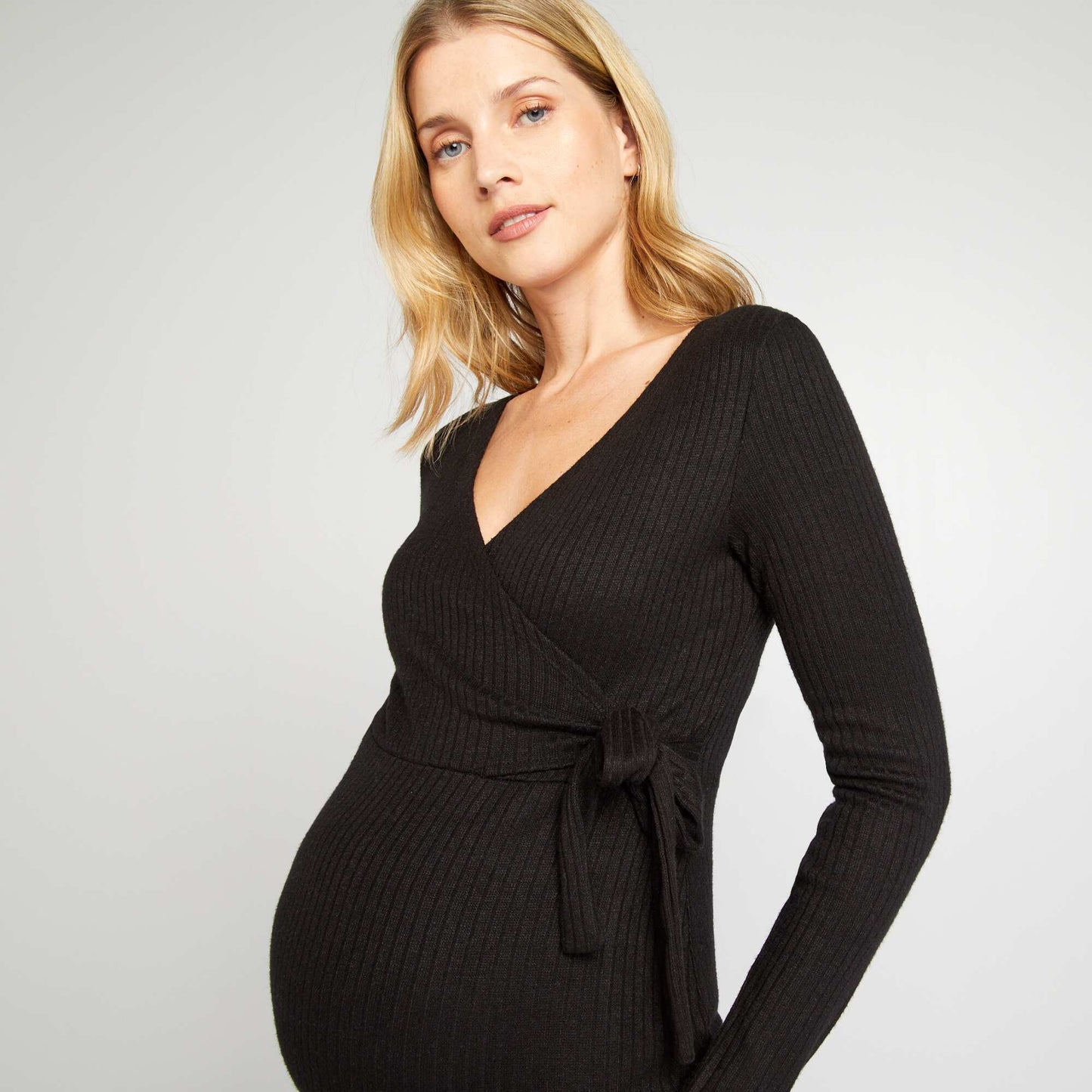 Ribbed knit maternity jumper dress black