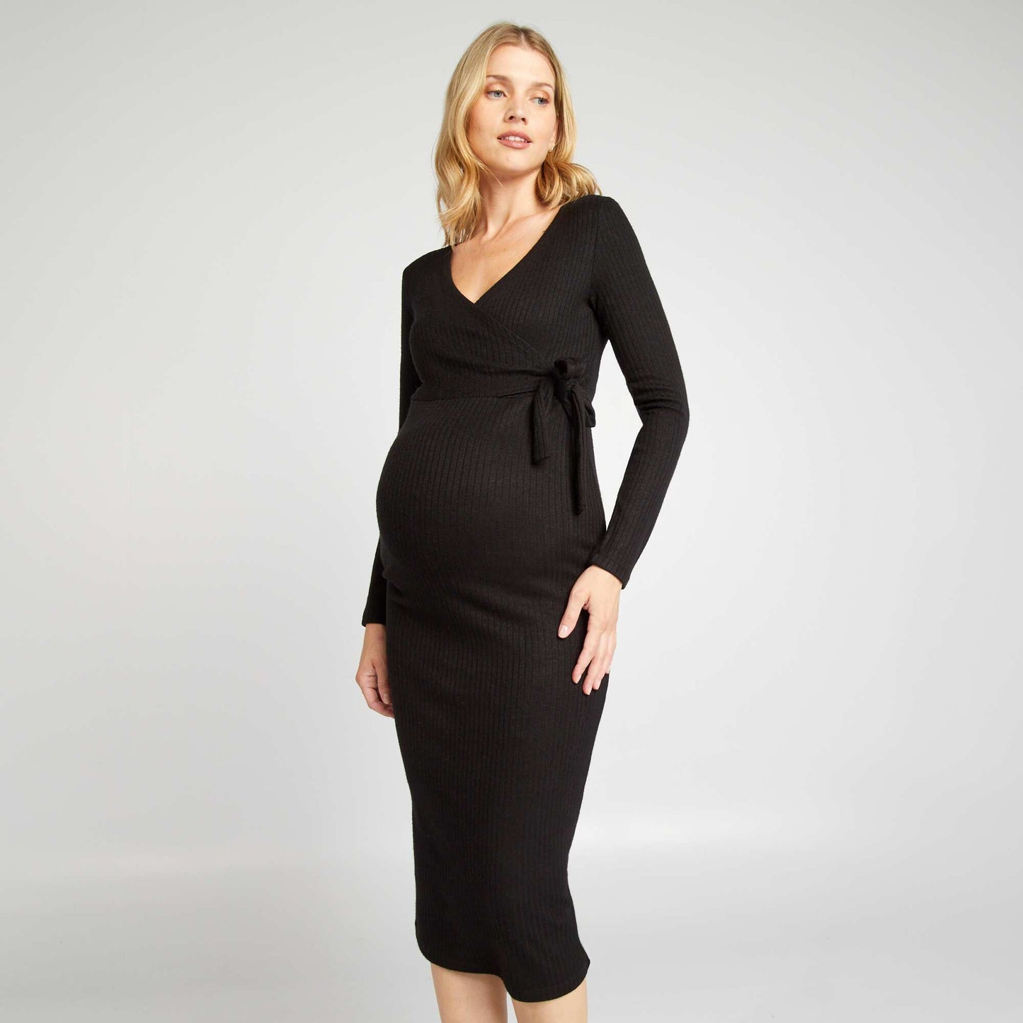 Ribbed knit maternity jumper dress black