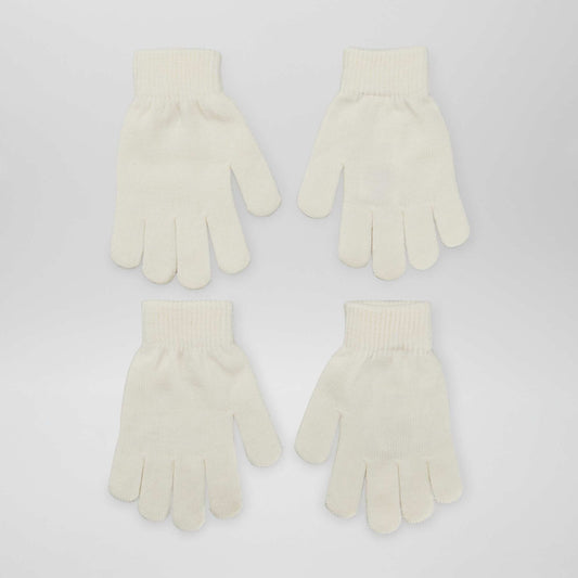 Pack of 2 pairs of gloves WHITE