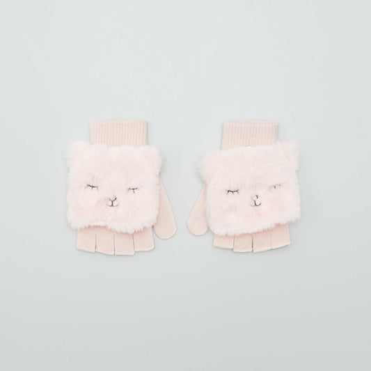 Cat knitted gloves PINK