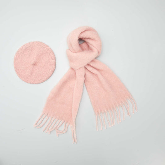 Scarf and beret set PINK