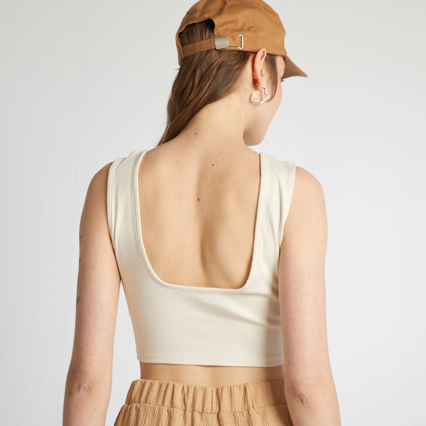 Backless cropped vest top WHITE