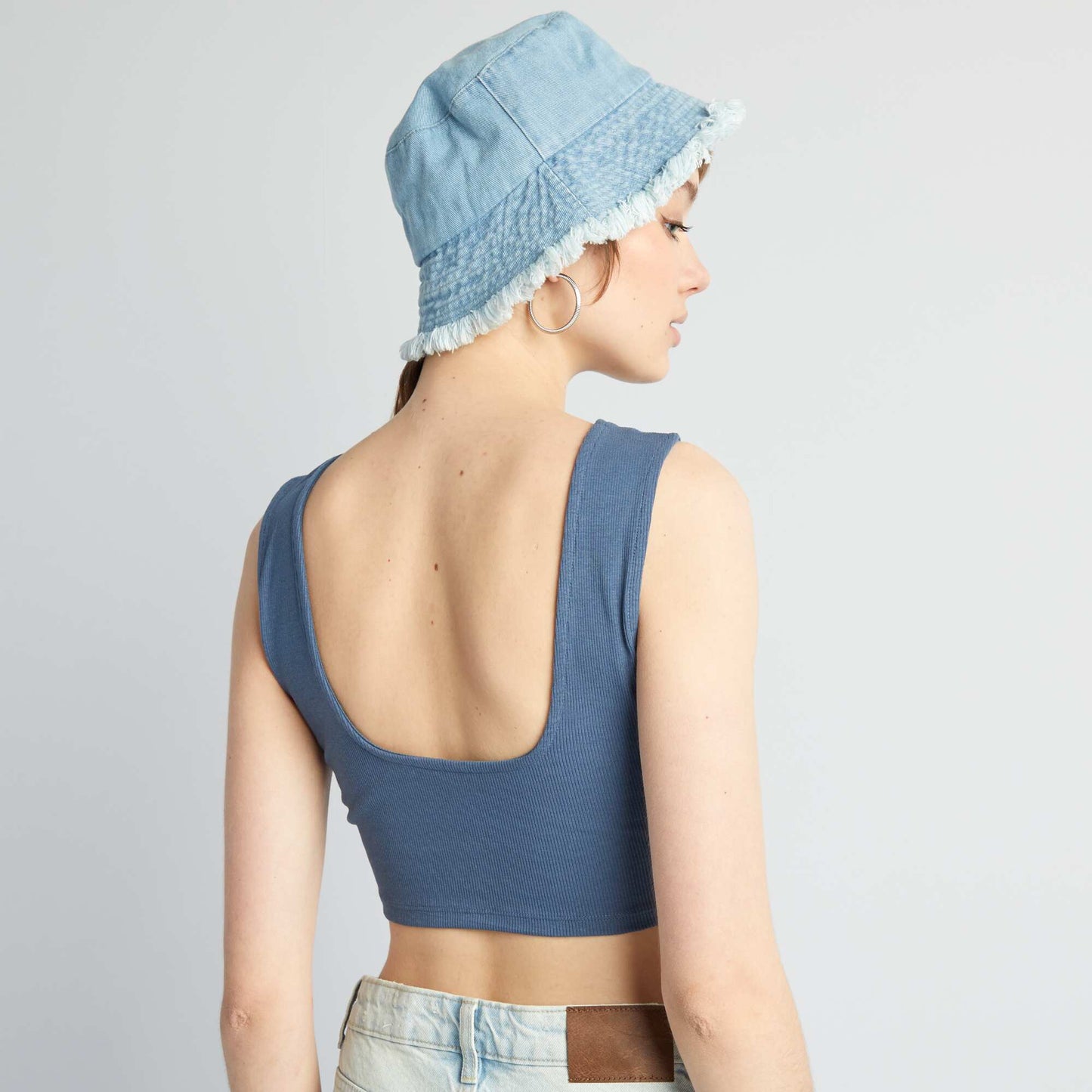 Backless cropped vest top BLUE