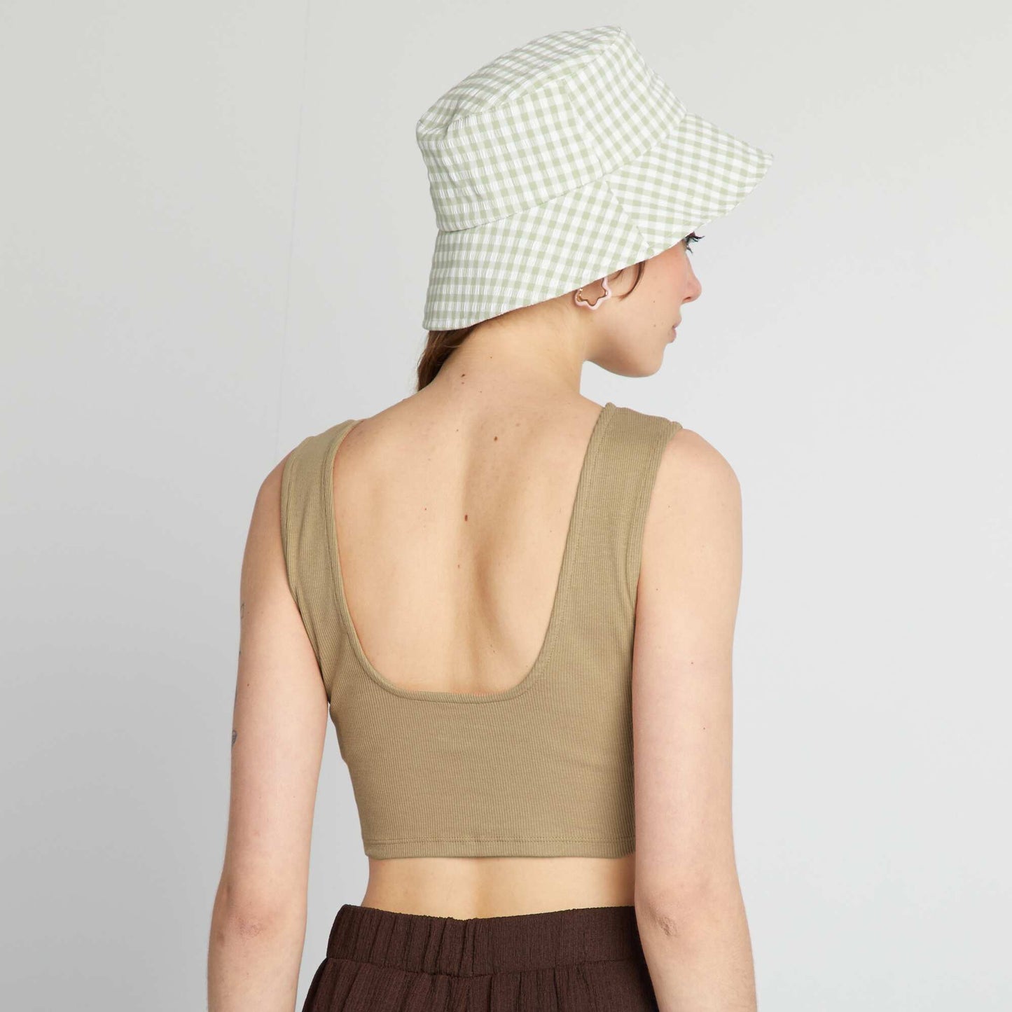 Backless cropped vest top BROWN