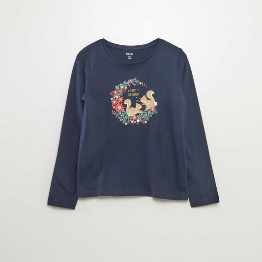 Long-sleeved printed T-shirt BLUE