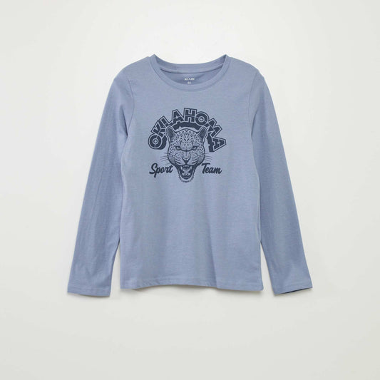 Printed round neck T-shirt BLUE