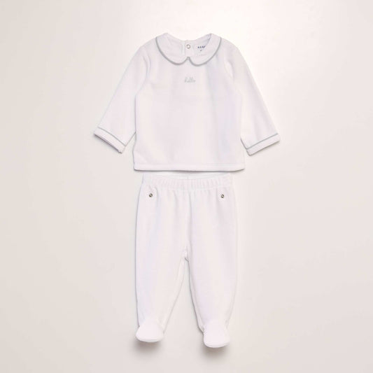 Two-piece velour pyjamas WHITE