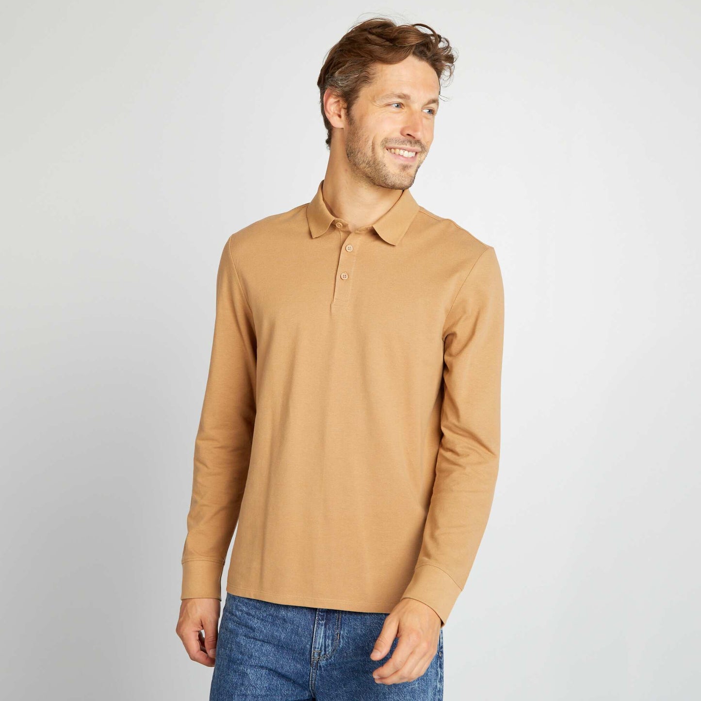 Cotton piqué polo shirt BEIGE