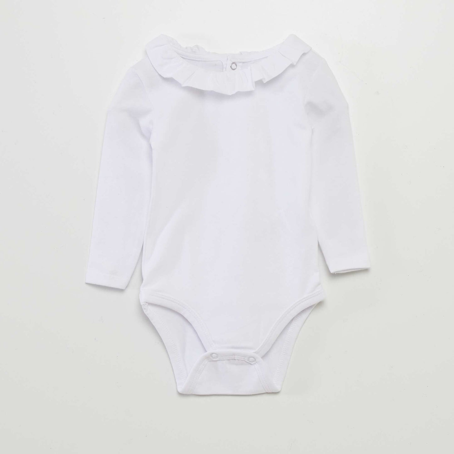 Pack of 2 long-sleeved bodysuits with ruffled collar WHITE