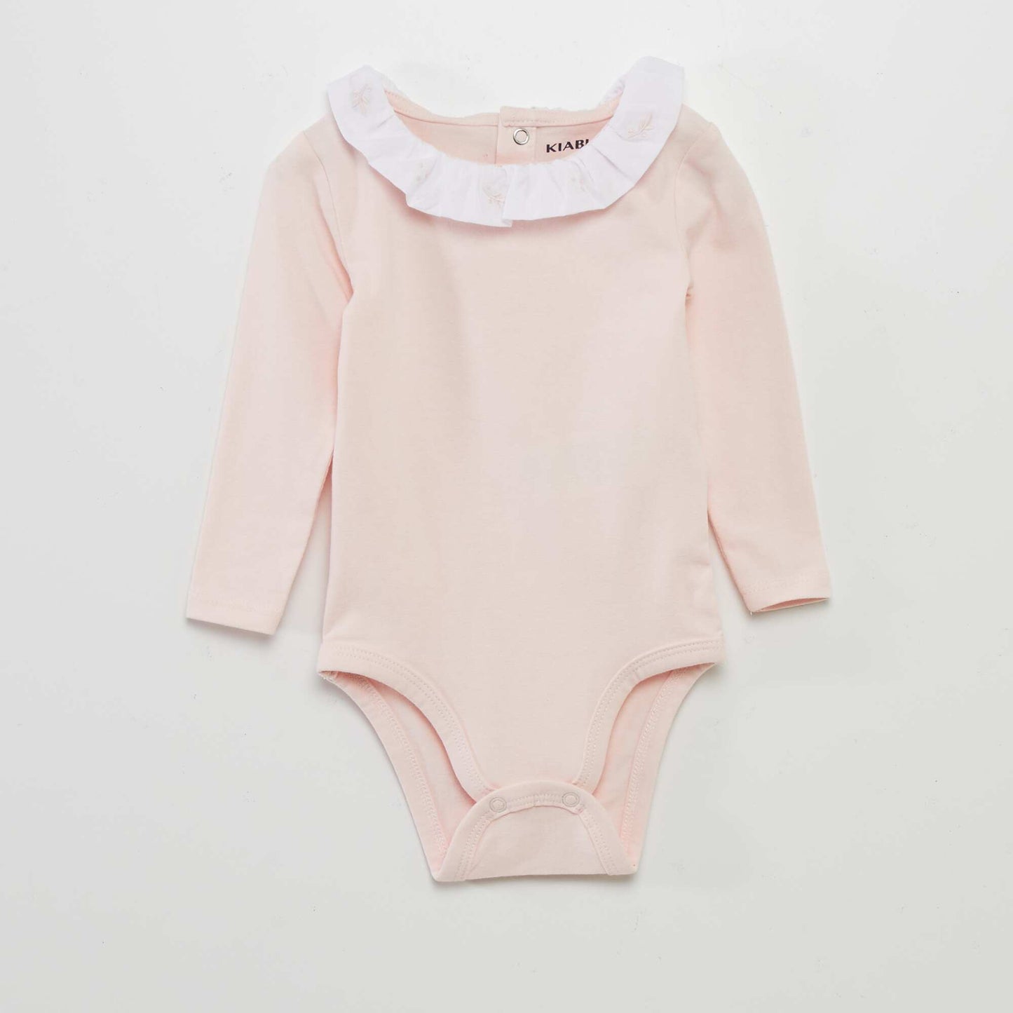 Pack of 2 long-sleeved bodysuits with ruffled collar WHITE