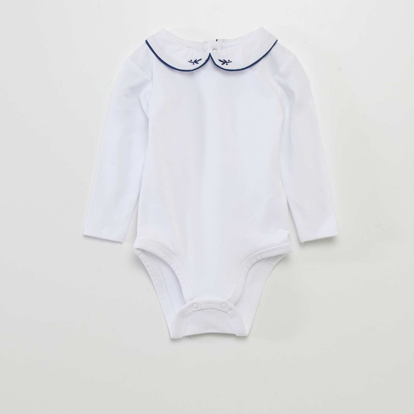 Pack of 2 long-sleeved bodysuits with ruffled collar WHITE