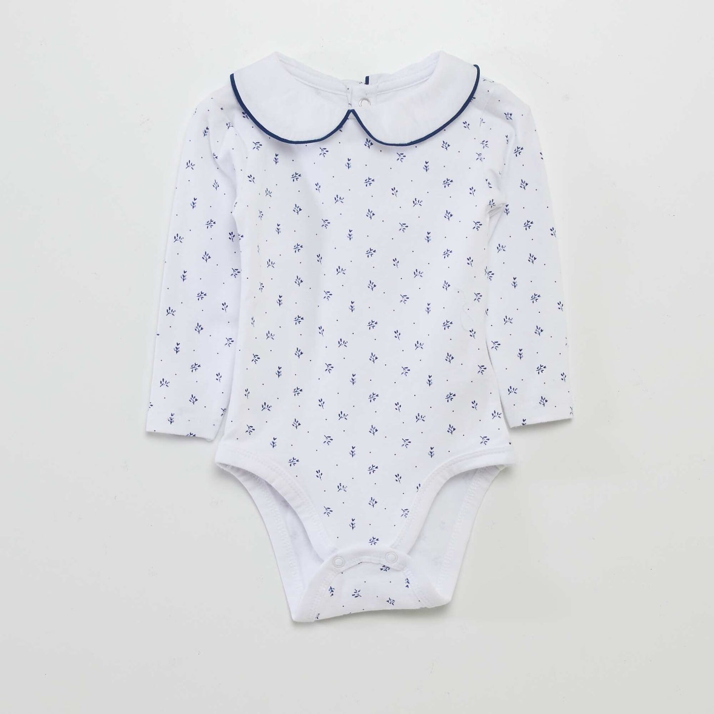 Pack of 2 long-sleeved bodysuits with ruffled collar WHITE