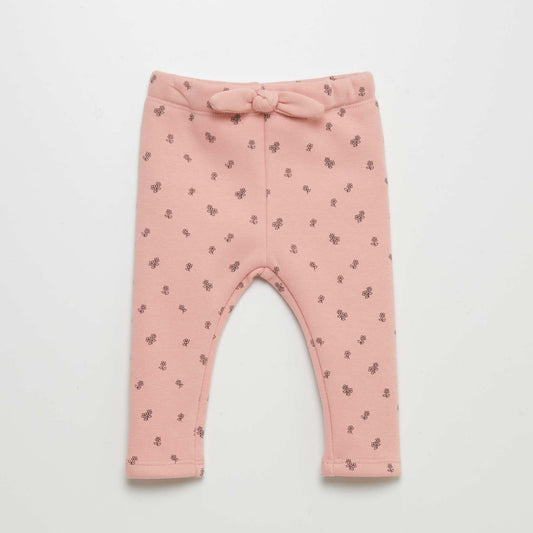 Sweatshirt fabric trousers with bow PINK