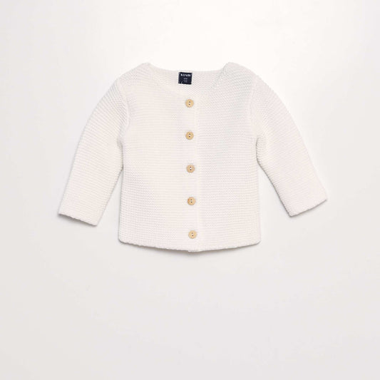 Plain knit cardigan WHITE