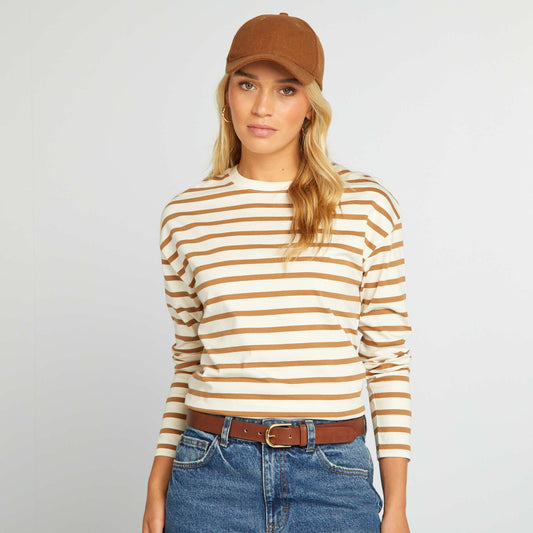 Oversized long-sleeved T-shirt BEIGE