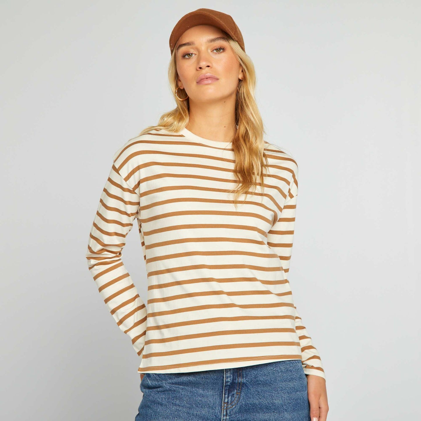 Oversized long-sleeved T-shirt BEIGE