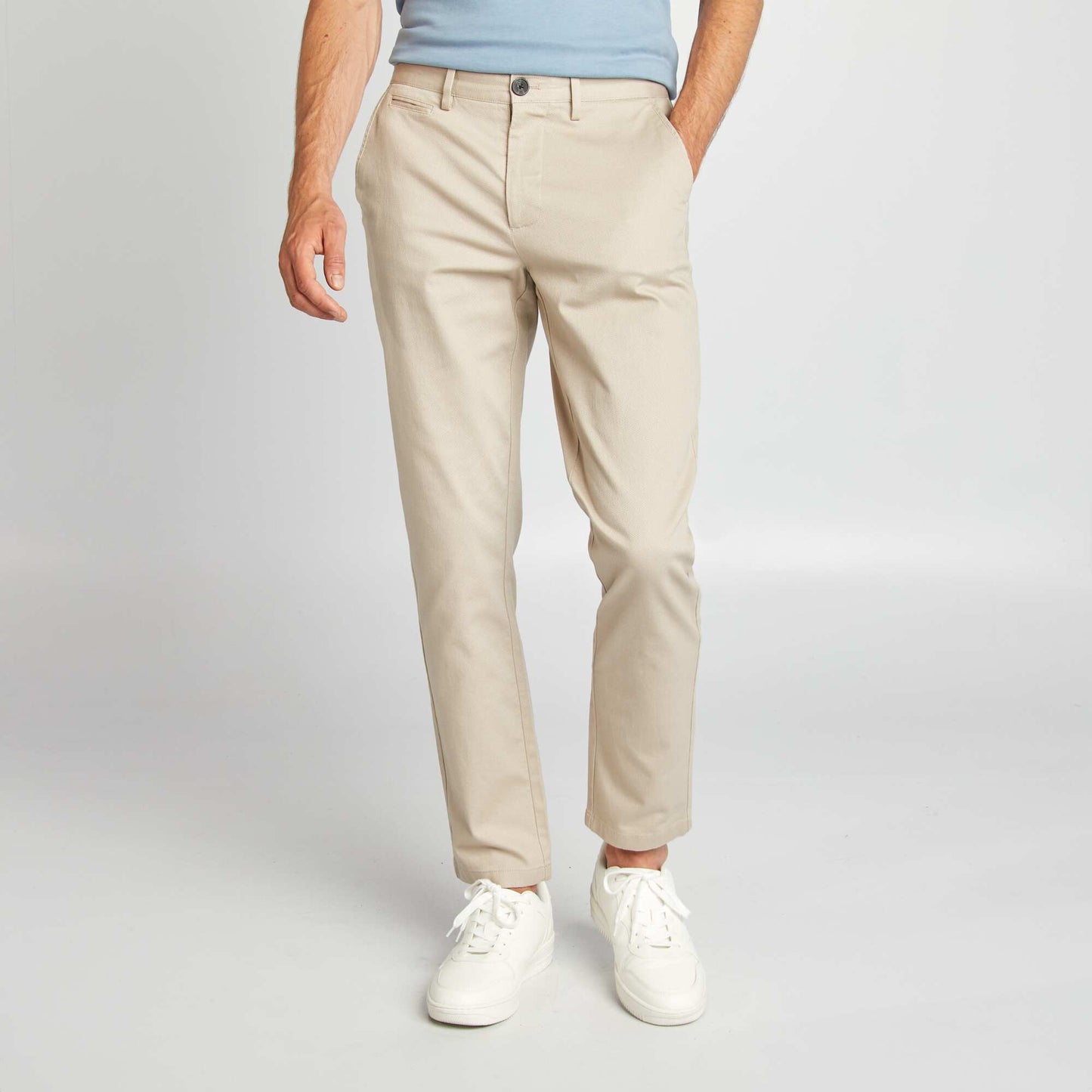 Slim-fit twill chinos beige