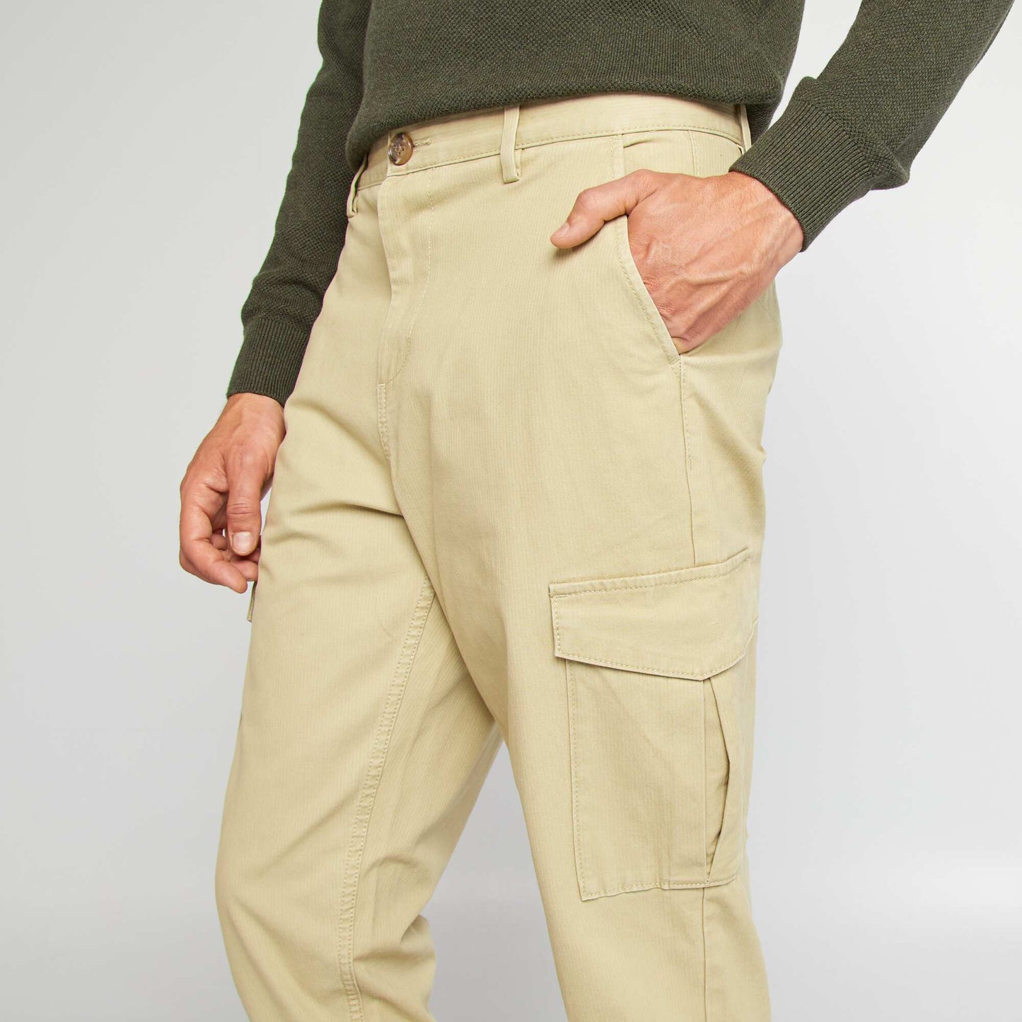 Multi-pocket slim-fit trousers GREEN