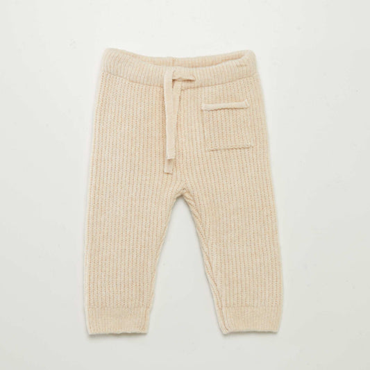 Knitted trousers with pocket BEIGE