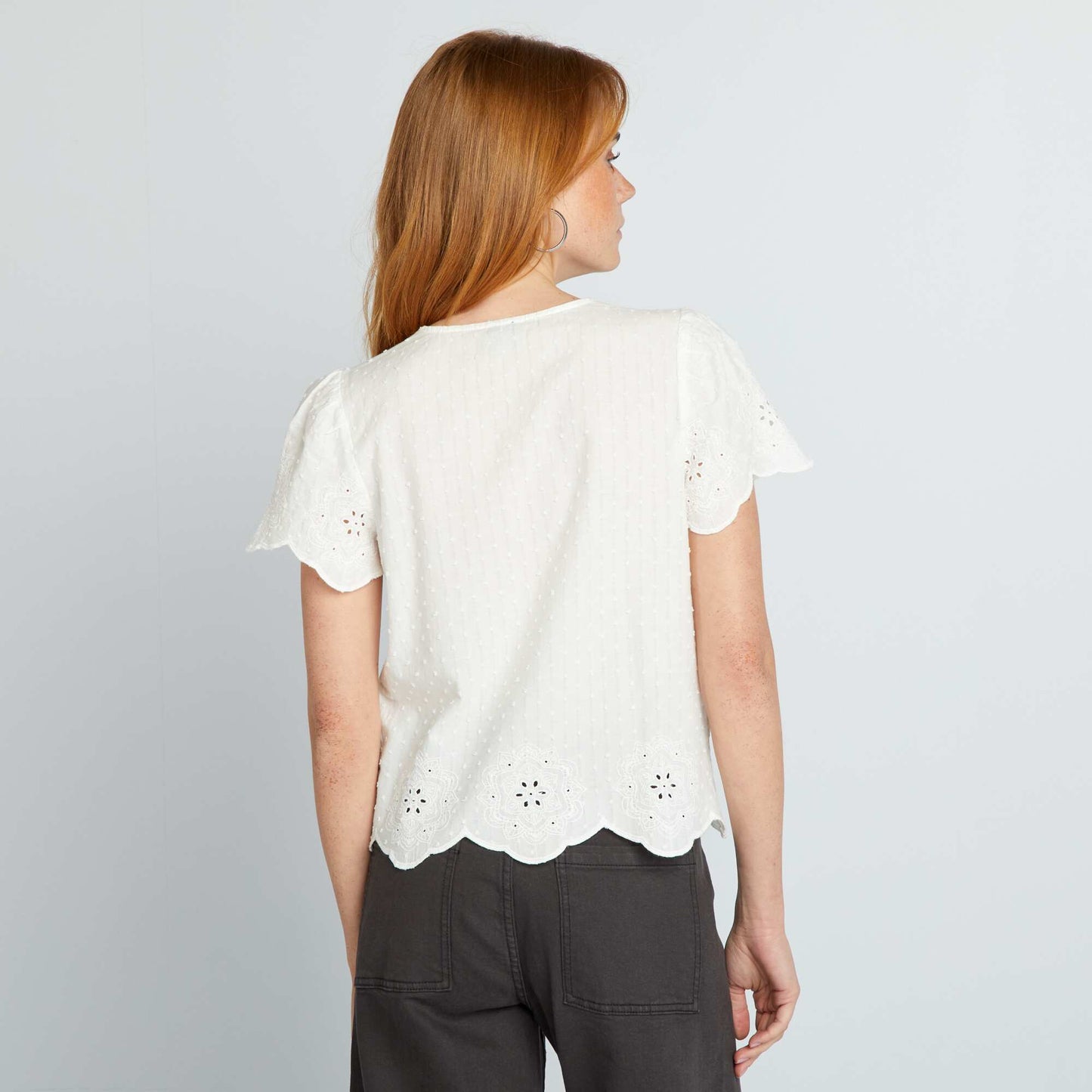 Cropped embroidered blouse WHITE