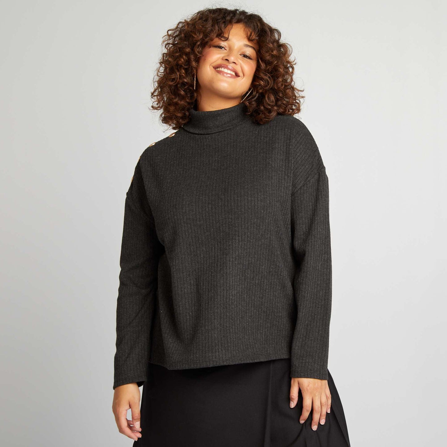 Ribbed polo neck undersweater GREY