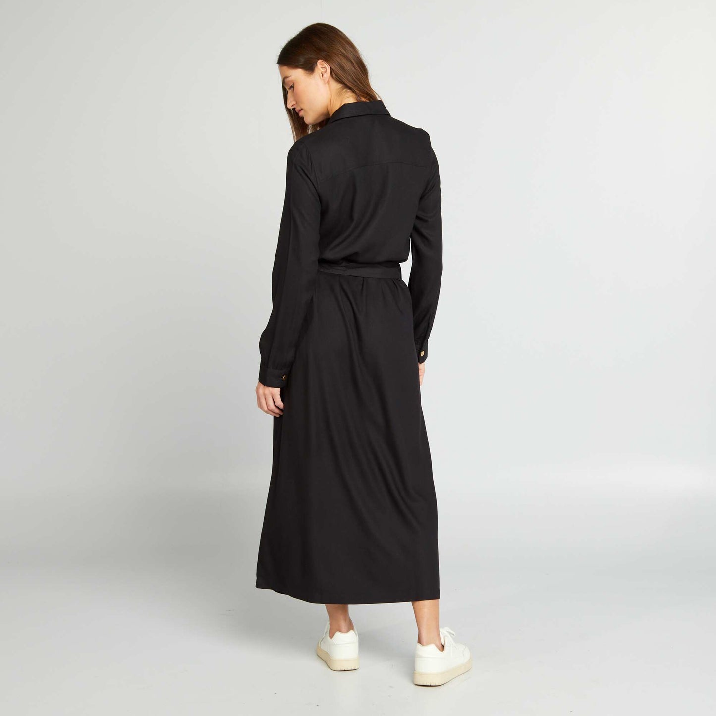 Belted midi dress black