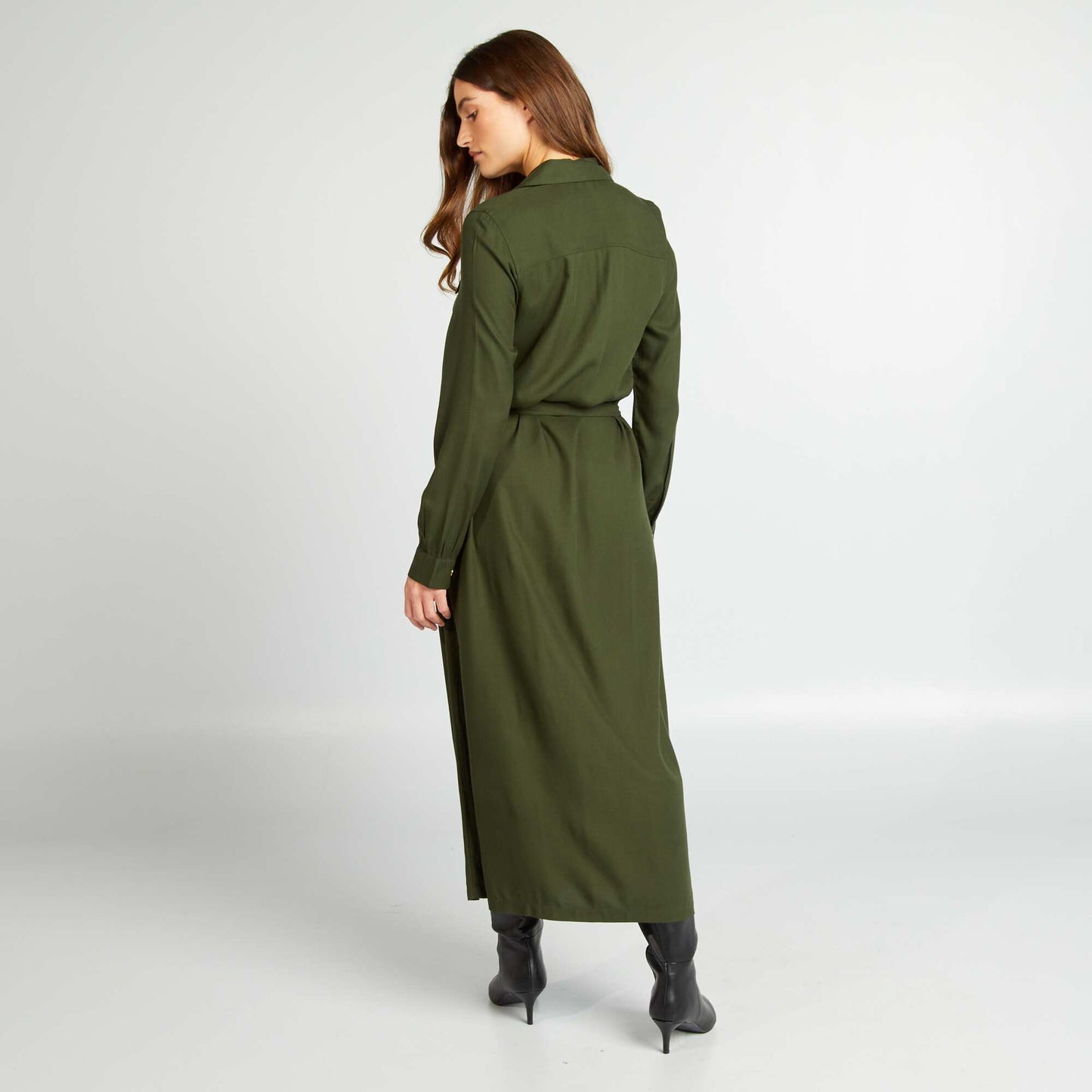 Belted midi dress KHAKI