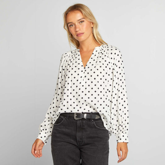 Flowing printed blouse WHITE