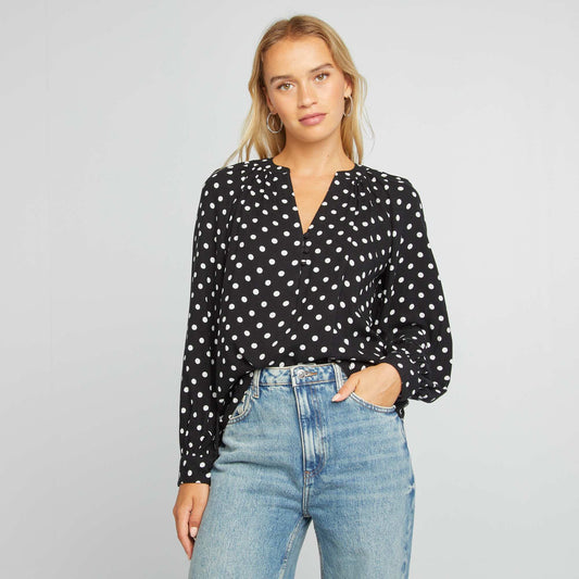 Flowing printed blouse BLACK