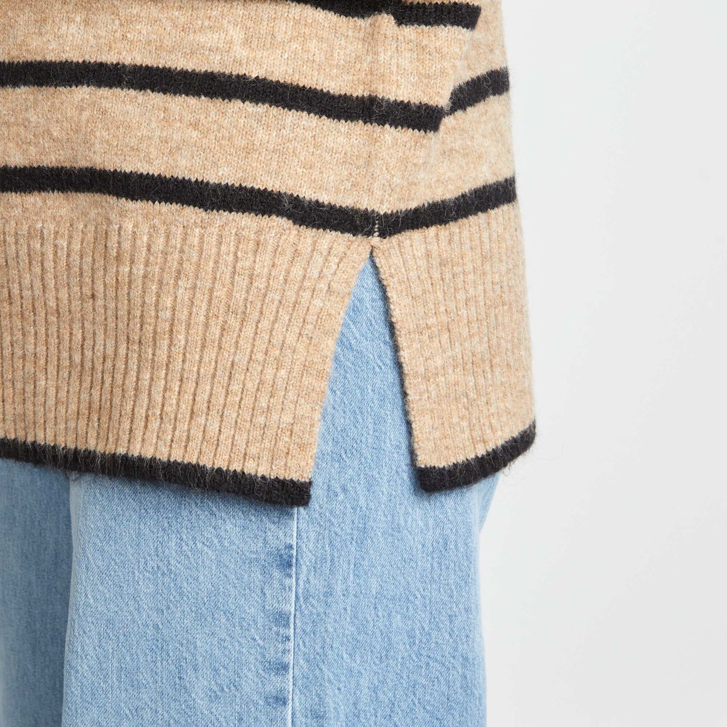 Knit jumper with high neck BEIGE