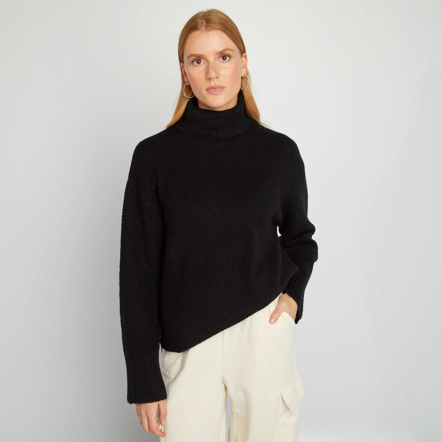 Knit jumper with high neck black