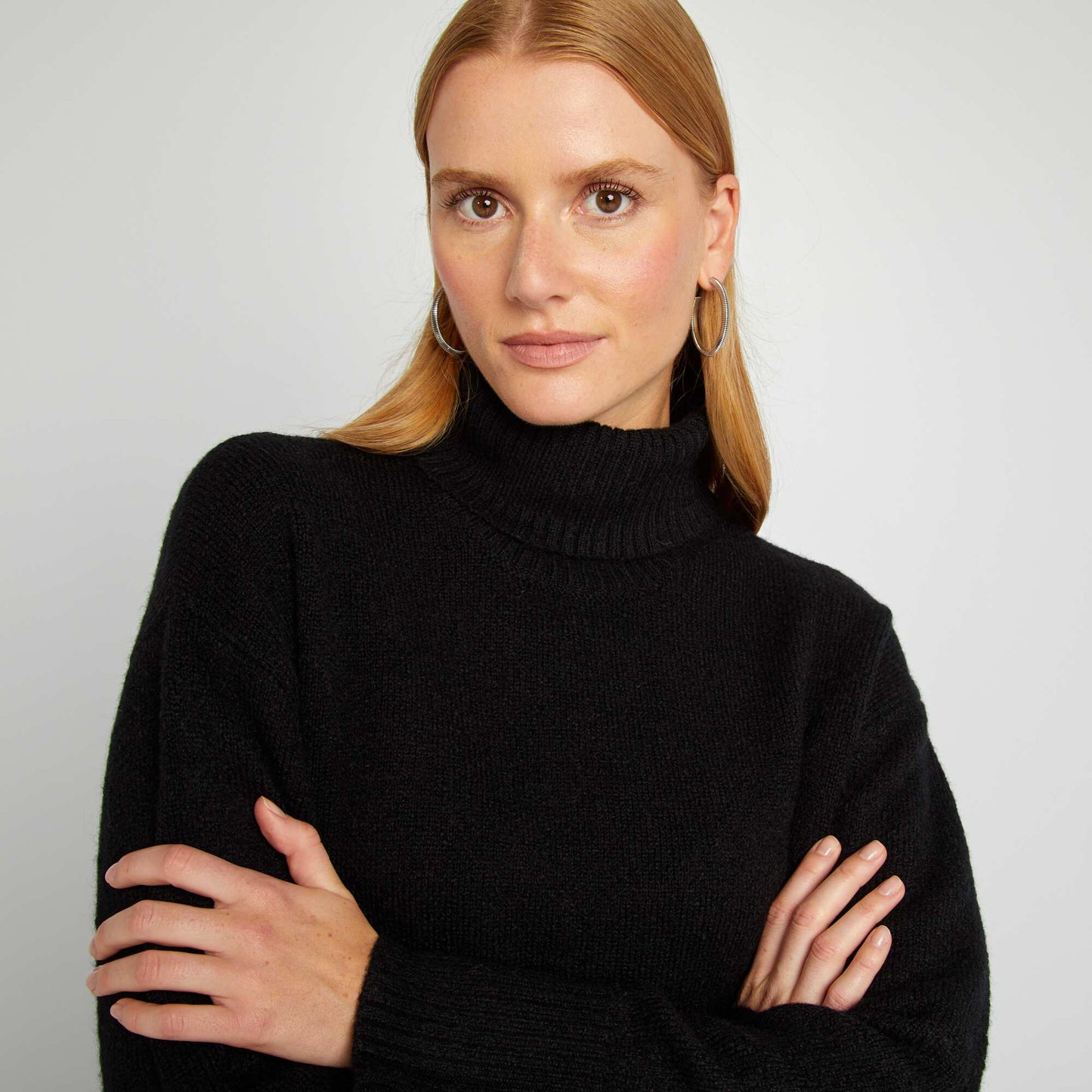 Knit jumper with high neck black