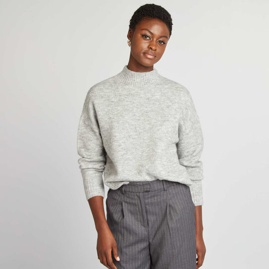 Soft-knit high-neck sweater GREY