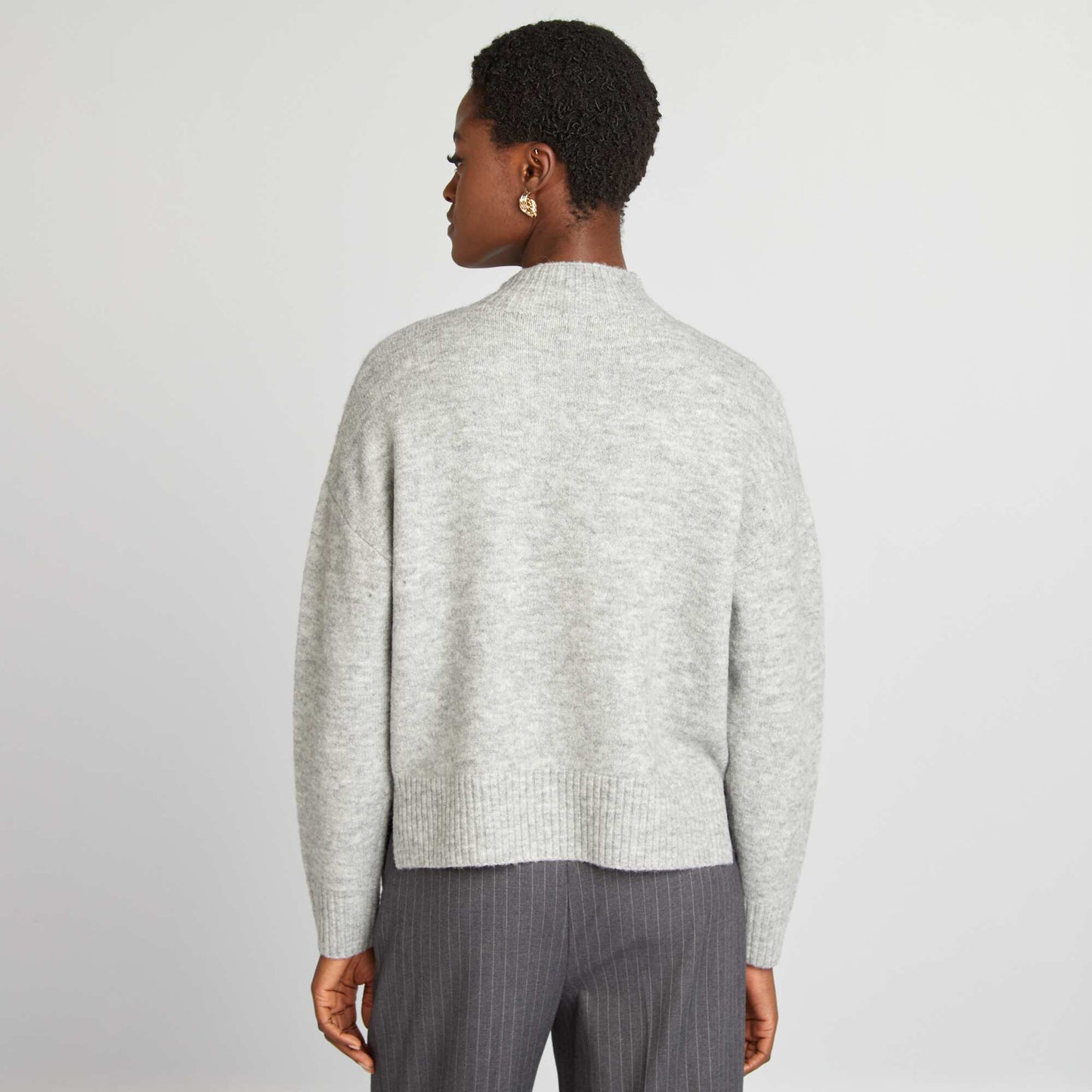 Soft-knit high-neck sweater GREY