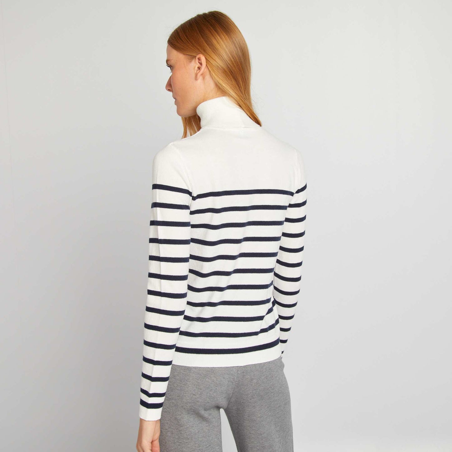 Fine-knit polo neck sweater WHITE