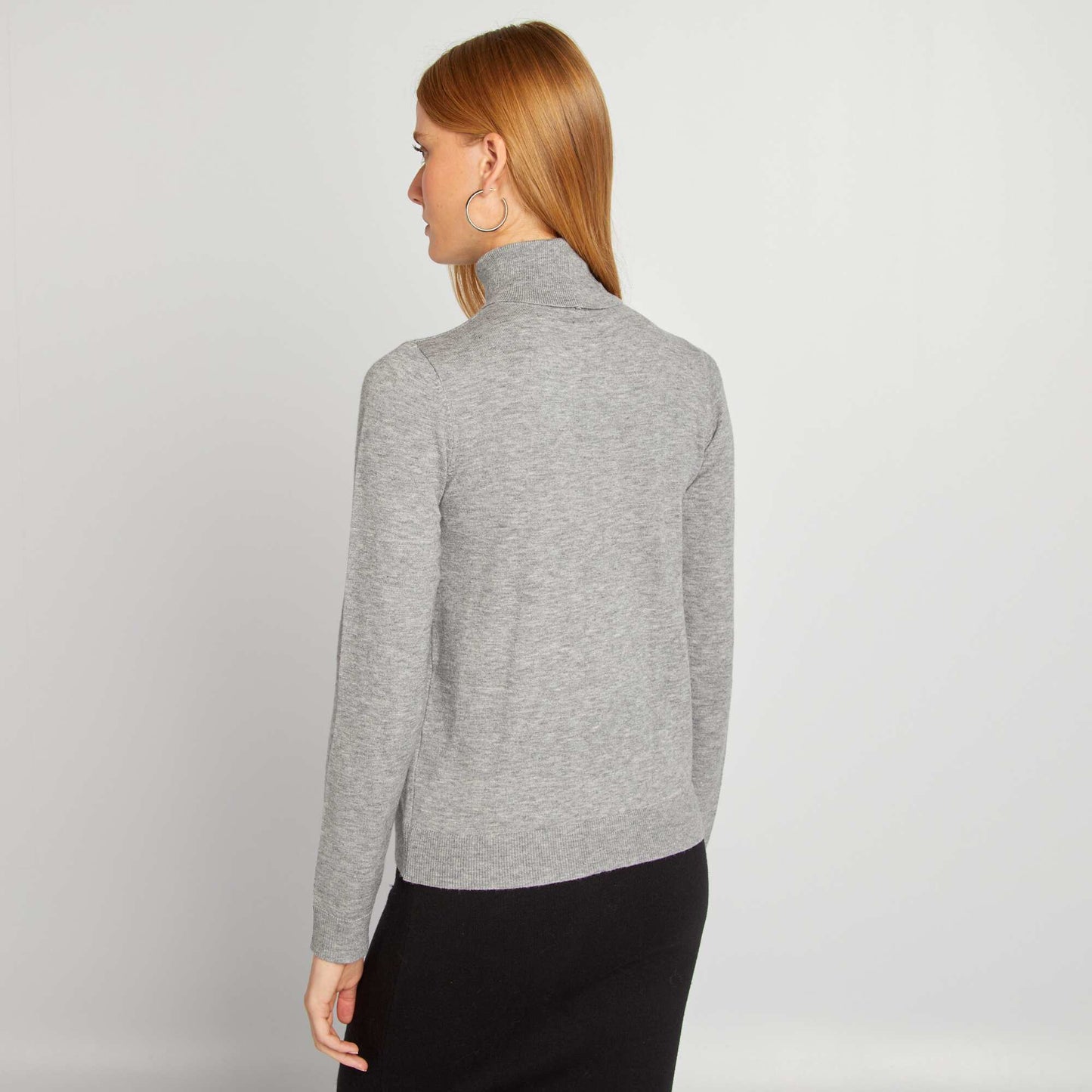 Fine-knit polo neck sweater GREY