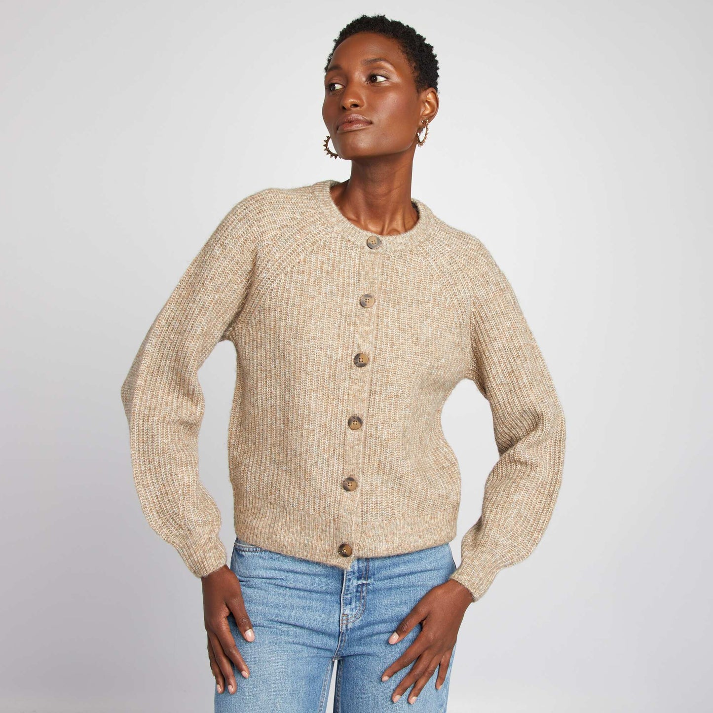 Chunky knit cardigan BROWN